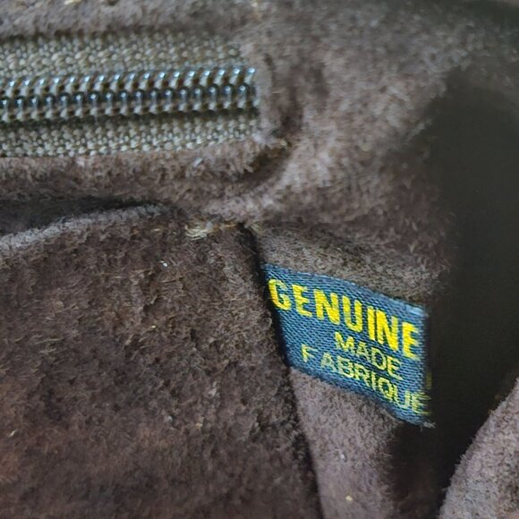 Vintage Eel Skin Genuine Leather Brown Handbag With Double Handles & Zip Closure - Picture 5 of 13